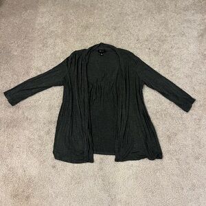 AB Studio Charcoal Grey Open Front 3/4 Sleeve Cardigan